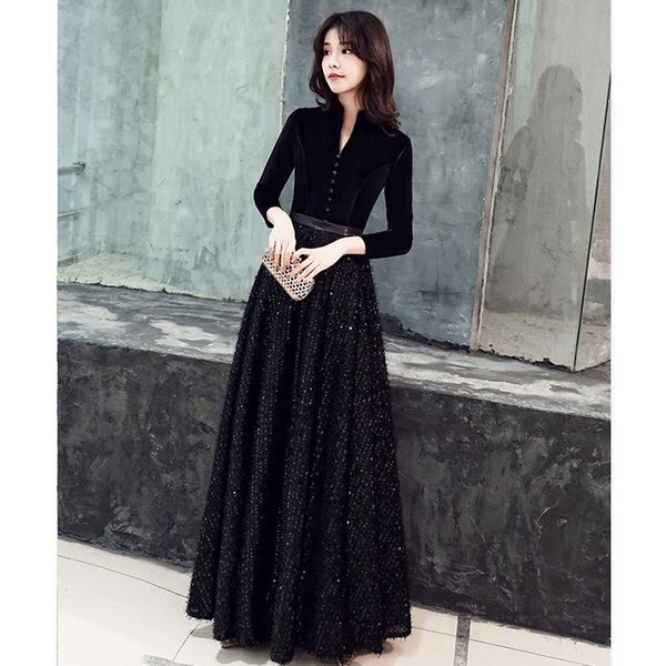 black evening gown v-neck botton solid patchwork sequined robe de soiree k362 three quarter sleeve evening dress prom party gowns dresses, Black;red
black evening gown v-neck botton solid patchwork sequined robe de soiree k362 three quarter sleeve evening dress prom party gowns dresses, Black;red