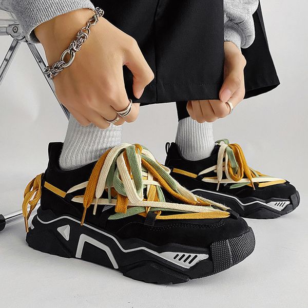 men irregular shoelaces casual shoes fashion platform sneakers men lace up sport shoes women dad shoes zapatos hombre, Black
men irregular shoelaces casual shoes fashion platform sneakers men lace up sport shoes women dad shoes zapatos hombre, Black
