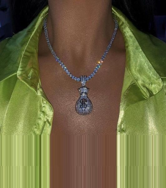 full micro paved cubic zirconia cz iced out dollar money bag pendant hip hop women necklace with tennis box chain2742529, Silver
full micro paved cubic zirconia cz iced out dollar money bag pendant hip hop women necklace with tennis box chain2742529, Silver