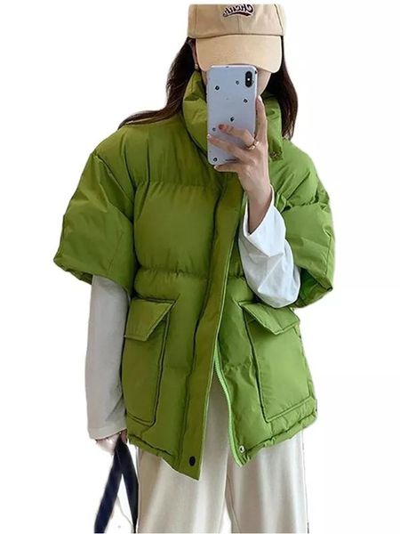 leather cotton padded puffer vest half sleeve down winter jacket for women short sleeve vest autumn spring popular coat, Black
leather cotton padded puffer vest half sleeve down winter jacket for women short sleeve vest autumn spring popular coat, Black