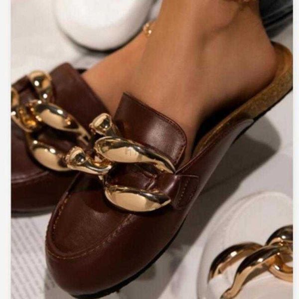 sandals new design gold chain women slipper closed toe slip on mules shoes round flip flop 230417, Black
sandals new design gold chain women slipper closed toe slip on mules shoes round flip flop 230417, Black