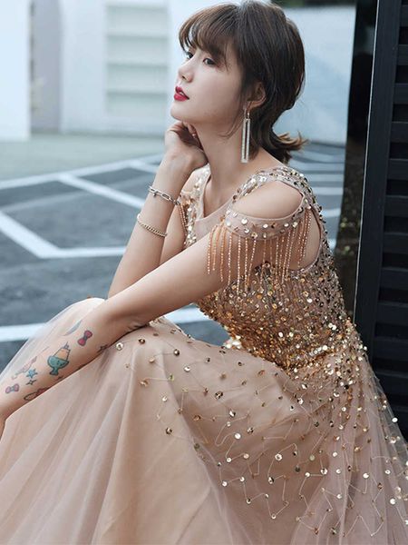 evening dress celebrity banquet new style shoulder tassel heavy work beaded bridesmaid dress, Black;pink
evening dress celebrity banquet new style shoulder tassel heavy work beaded bridesmaid dress, Black;pink
