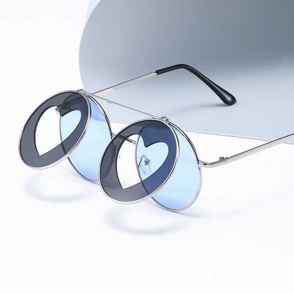 new metal face slim personalized round frame flip love sunglasses fashion street p sunglasses trend, White;black
new metal face slim personalized round frame flip love sunglasses fashion street p sunglasses trend, White;black