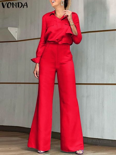 women's two piece pants vonda elegant ol summer long pant sets 2023 women sleeve and high waist casual loose solid streetwear suit 230, White
women's two piece pants vonda elegant ol summer long pant sets 2023 women sleeve and high waist casual loose solid streetwear suit 230, White