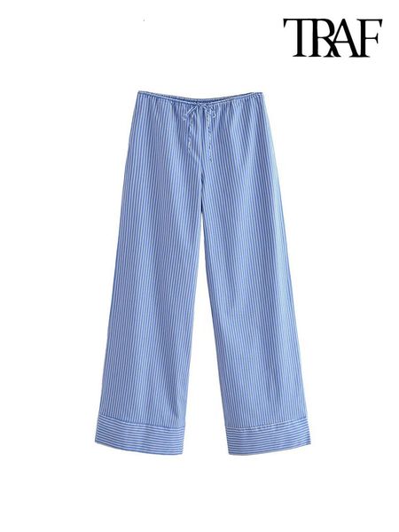 women's pants capris traf women fashion side pockets full length striped pants vintage mid elastic waist with drawstring female trouser, Black;white
women's pants capris traf women fashion side pockets full length striped pants vintage mid elastic waist with drawstring female trouser, Black;white