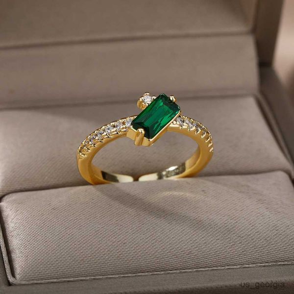 band rings square zircon rings for women men adjustable stainless steel green crystal finger ring luxury couple aesthetic jewelry, Silver
band rings square zircon rings for women men adjustable stainless steel green crystal finger ring luxury couple aesthetic jewelry, Silver