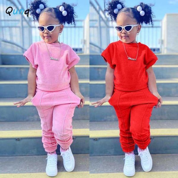 clothing sets qunq 2023 summer new girls fashion o neck solid short sleeve pullover + pants 2 pieces casual kids clothes age 3t-8t y23, White
clothing sets qunq 2023 summer new girls fashion o neck solid short sleeve pullover + pants 2 pieces casual kids clothes age 3t-8t y23, White