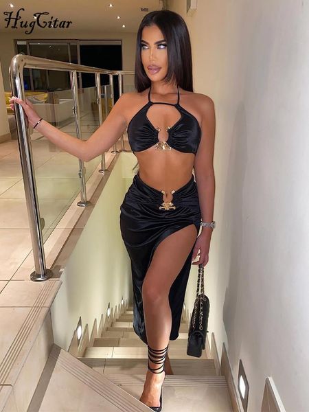 dress hugcitar women fashion 2 pcs sets satin halter sleeveless bandage crop slit maxi dress summer new outfit streetwear party, White
dress hugcitar women fashion 2 pcs sets satin halter sleeveless bandage crop slit maxi dress summer new outfit streetwear party, White