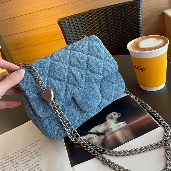 23c denim camellia crush heart bead quilted bags blue classic mini flap square purse silver metal chain adjustable shoulder strap crossbody
23c denim camellia crush heart bead quilted bags blue classic mini flap square purse silver metal chain adjustable shoulder strap crossbody