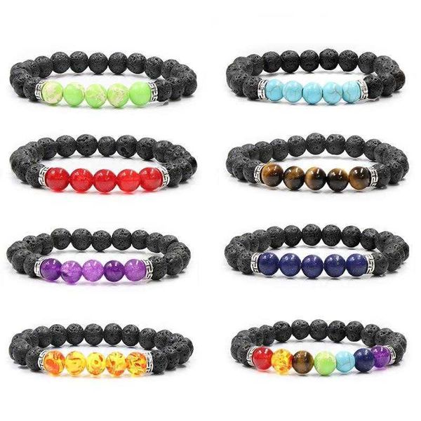 natural stone chain round beads bracelet volcanic rock lava colorful beaded, Black
natural stone chain round beads bracelet volcanic rock lava colorful beaded, Black