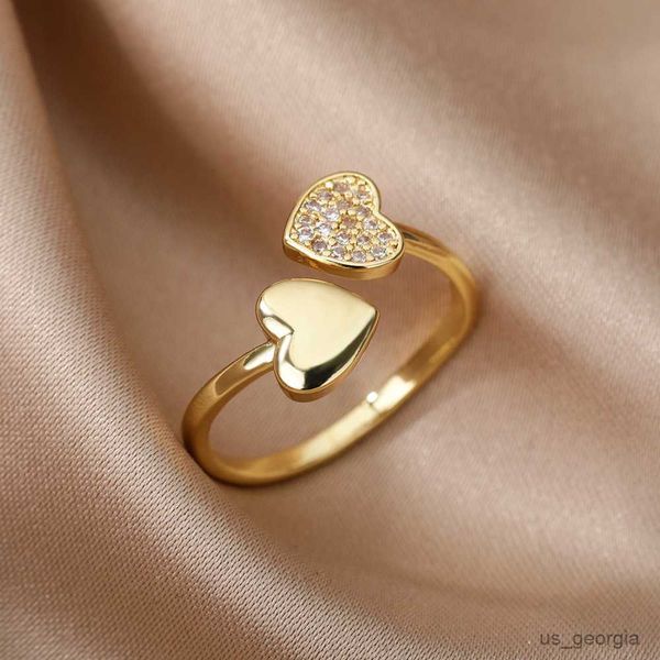band rings zircon double heart rings for women crystal stainless steel heart love adjustable ring femme aesthetic wedding jewelry gift 2023, Silver
band rings zircon double heart rings for women crystal stainless steel heart love adjustable ring femme aesthetic wedding jewelry gift 2023, Silver