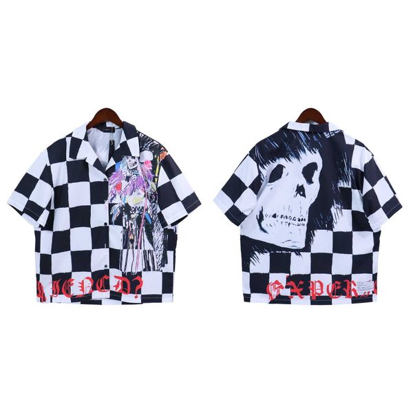 men's casual shirt 2023 fashion designer brand summer new high street black white checker personalized printed short sleeve, White;black
men's casual shirt 2023 fashion designer brand summer new high street black white checker personalized printed short sleeve, White;black