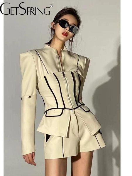 two piece dress getspring women shorts sets 2023 spring patchwork zipper coat with crop camis and high waist three fashion 230510, White
two piece dress getspring women shorts sets 2023 spring patchwork zipper coat with crop camis and high waist three fashion 230510, White