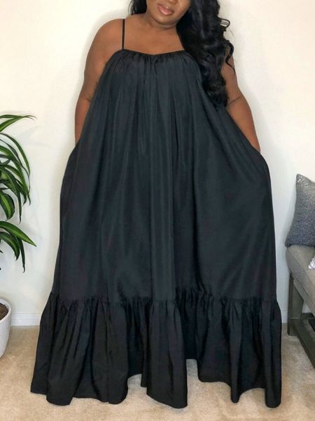 plus size dresses lw size summer casual pocket fold design loose black floor length a line dress spaghetti strap skirt 230509
plus size dresses lw size summer casual pocket fold design loose black floor length a line dress spaghetti strap skirt 230509