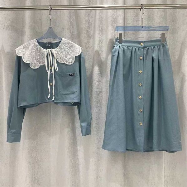 fashion casual skirt designer set skirt spring new lace collar skirts two-piece single-breasted pleated elegant womens suits, White
fashion casual skirt designer set skirt spring new lace collar skirts two-piece single-breasted pleated elegant womens suits, White