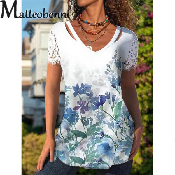womens tshirt elegant plants floral print lace short sleeve female summer daily casual hollow out v neck pullover tees 23 230510, White
womens tshirt elegant plants floral print lace short sleeve female summer daily casual hollow out v neck pullover tees 23 230510, White