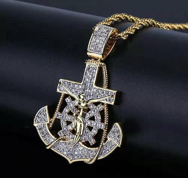ied out anchor pendant necklaces for men luxury designer mens bling diamond rudder pendants 18k gold plated hip hop zircon jewelry4524457, Silver
ied out anchor pendant necklaces for men luxury designer mens bling diamond rudder pendants 18k gold plated hip hop zircon jewelry4524457, Silver