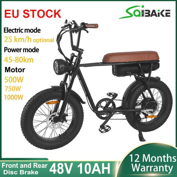 Image of Electric Bike 48V Battery 20*4.0 inch Fat Bike 500W 750W 1000W Motor SHIMANO 7 Speed Electric Bicycle Mountain Ebike for Adults