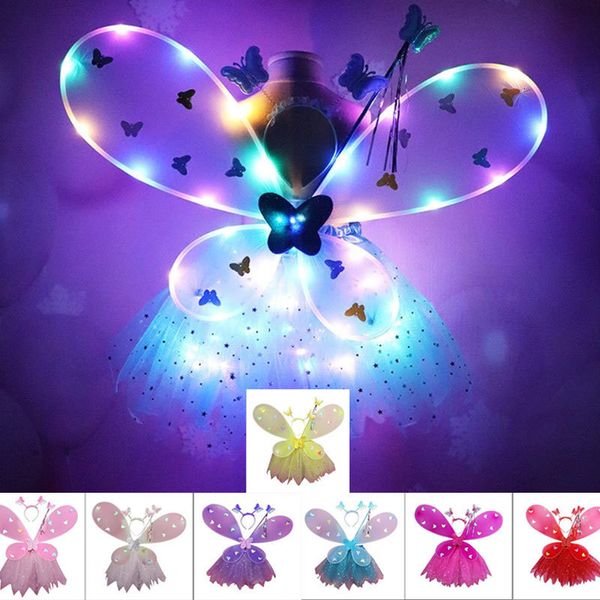 skirts 4pcs/set kids girls fairy clothes flashing led tutu skirts glowing fairy stick wing hairband party role-playing props dance wear 2305, Blue
skirts 4pcs/set kids girls fairy clothes flashing led tutu skirts glowing fairy stick wing hairband party role-playing props dance wear 2305, Blue