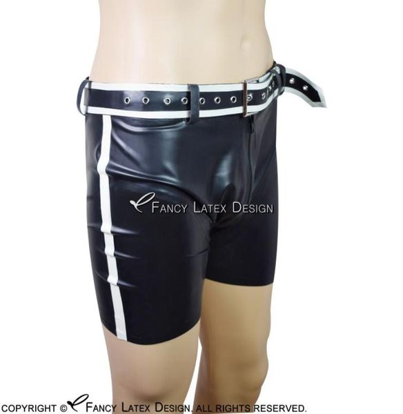 black and white military latex boxer shorts with front zip belts stripe at side rubber boyshorts underpants underwear pants 05829418, Red;black
black and white military latex boxer shorts with front zip belts stripe at side rubber boyshorts underpants underwear pants 05829418, Red;black