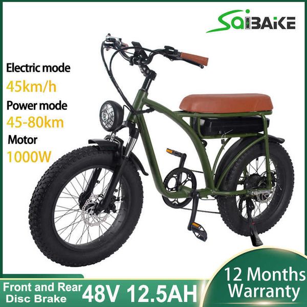 Image of 1000W Electric Bike Hub Motor 20 inch 4.0 Fat Tire Ebike 48V 12.5AH Mountain Bike Snowmobile Sport Cycling Electric Bicycle