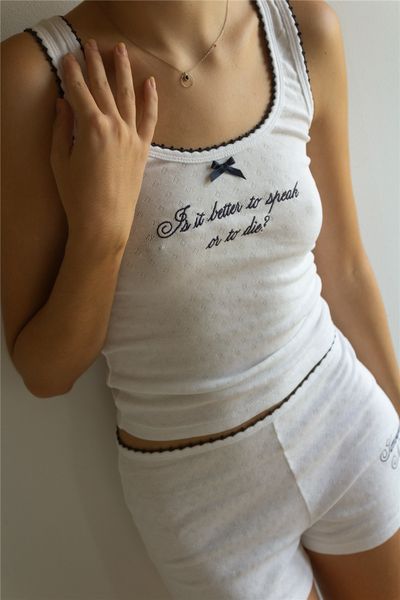 women's tanks camis gaono y2k aesthetic sweet letter print cropped vest shorts fairycore retro 2 piece set chic women homewear outfits, White
women's tanks camis gaono y2k aesthetic sweet letter print cropped vest shorts fairycore retro 2 piece set chic women homewear outfits, White
