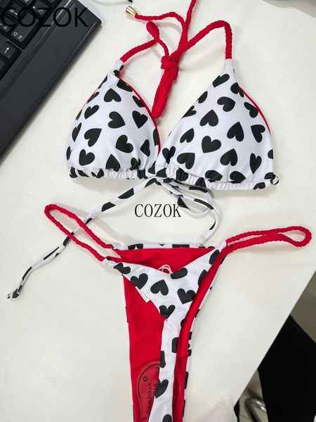 women's swimwear cute heart print brazilian bikini set thong swimsuit two pieces bathing suit 2023 beach wear 230509, White;black
women's swimwear cute heart print brazilian bikini set thong swimsuit two pieces bathing suit 2023 beach wear 230509, White;black