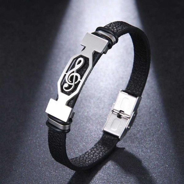 titanium steel stainless note leather bracelet mens simplicity couple, Golden;silver
titanium steel stainless note leather bracelet mens simplicity couple, Golden;silver