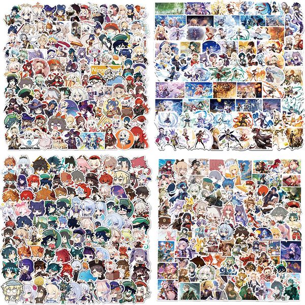 Image of 100PCS Cartoon Anime Game Graffiti Stickers 4 Models Anime Character Decals Waterproof Comic Laptop Patches Decals for Car Bicycle Luggage Skateboard Phone Pad