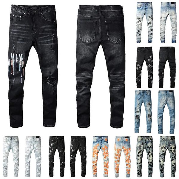 designer men jeans distressed ripped biker slim straight denim for print army fashion mans skinny pants, Blue
designer men jeans distressed ripped biker slim straight denim for print army fashion mans skinny pants, Blue