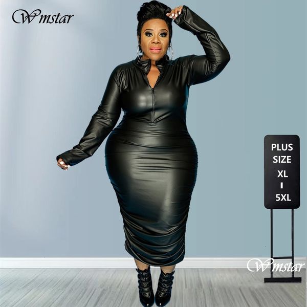 plus size dresses pu leather size 5xl for women zip up full sleeve stretch offie lady elegant black maxi dress wholesale drop 230510
plus size dresses pu leather size 5xl for women zip up full sleeve stretch offie lady elegant black maxi dress wholesale drop 230510
