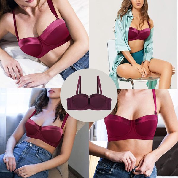 bras binny's bra strapless c cup ladies underwear silicone half lingerie underwire 230509, Red;black
bras binny's bra strapless c cup ladies underwear silicone half lingerie underwire 230509, Red;black