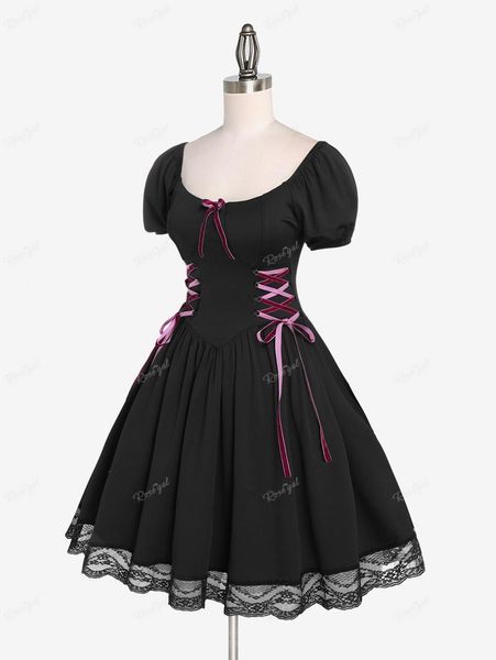 plus size dresses rol size gothic laceup bow lace hem party summer ladies vintage corset knee length vestidos 5xl 230510, Black
plus size dresses rol size gothic laceup bow lace hem party summer ladies vintage corset knee length vestidos 5xl 230510, Black
