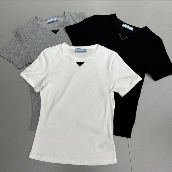 women t shirt designer threaded elastic slim tshirts spring summer casual short-sleeved t-shirt, White;black
women t shirt designer threaded elastic slim tshirts spring summer casual short-sleeved t-shirt, White;black