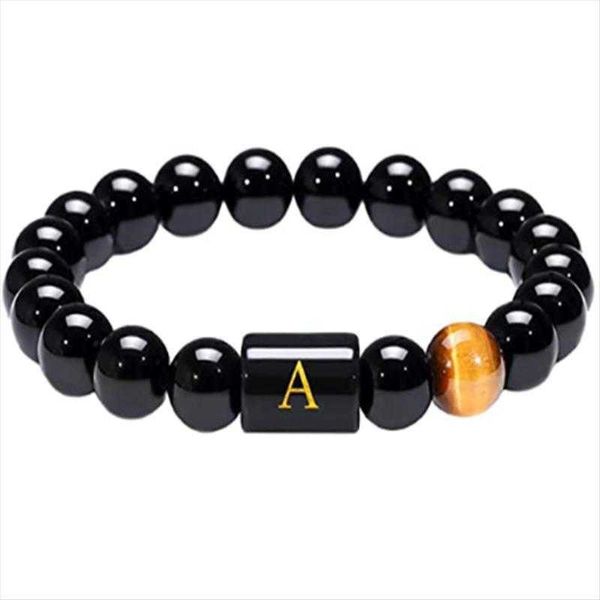26 letters black agate 8 bracelet natural tiger eye men and women couple, Golden;silver
26 letters black agate 8 bracelet natural tiger eye men and women couple, Golden;silver