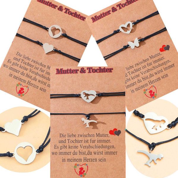 mothers day bracelet creative stainless steel heart butterfly little dinosaur german card wrist string, Golden;silver
mothers day bracelet creative stainless steel heart butterfly little dinosaur german card wrist string, Golden;silver