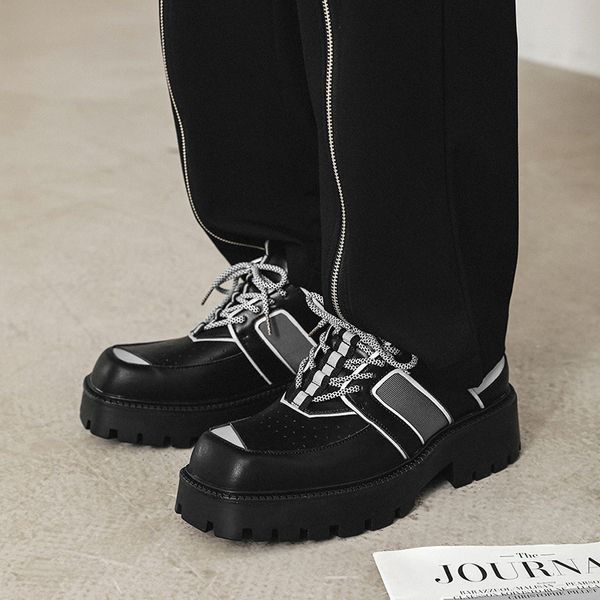 men med heel platform leather shoes casual punk style male derby shoes fashion streetwear men square toe formal shoes, Black
men med heel platform leather shoes casual punk style male derby shoes fashion streetwear men square toe formal shoes, Black
