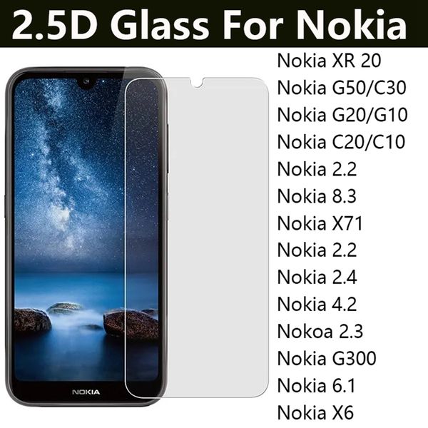 Image of 2.5D Clear Tempered Glass cell Phone Screen Protector for Nokia XR 20 G50 C30 G20 G10 Nokia 2.2 8.3 x71 2.4 4.2 2.3 G300 6.1 X6
