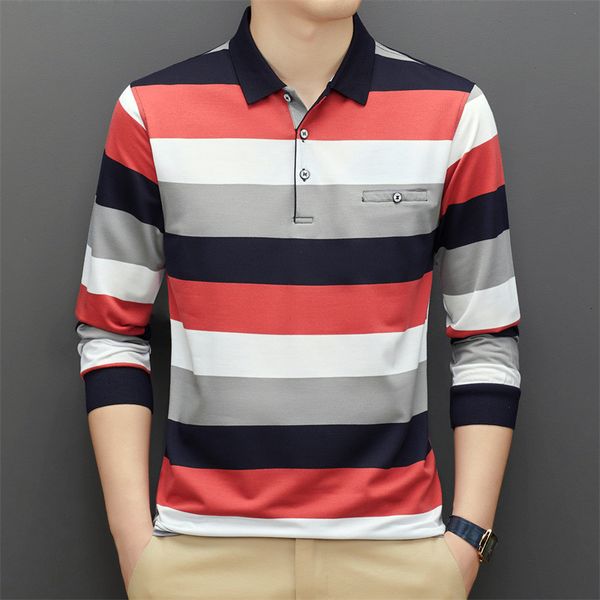 men's polos 95% cotton polo shirt men long sleeve multi-color striped autumn and winter clothing korean style male polo shirt tees 230, White;black
men's polos 95% cotton polo shirt men long sleeve multi-color striped autumn and winter clothing korean style male polo shirt tees 230, White;black