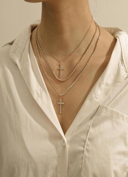 pendant necklaces multi layer shiny crystal cross necklace luxurious rhinestones female jewelry punk hip hop neck collar gift9993137, Silver
pendant necklaces multi layer shiny crystal cross necklace luxurious rhinestones female jewelry punk hip hop neck collar gift9993137, Silver