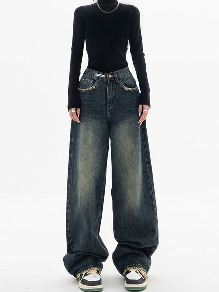 women's jeans matta all-match loose fashion femme high waist women's jeans harajuku vintage bf style streetwear wide leg denim tro, Blue
women's jeans matta all-match loose fashion femme high waist women's jeans harajuku vintage bf style streetwear wide leg denim tro, Blue