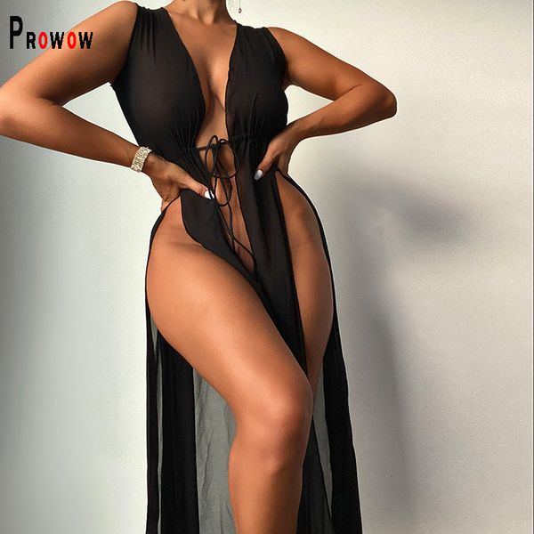 women's swimwear prowow mesh women coverups black color sleeveless maxi cover ups summer holiday beach outfits 230509, White;black
women's swimwear prowow mesh women coverups black color sleeveless maxi cover ups summer holiday beach outfits 230509, White;black