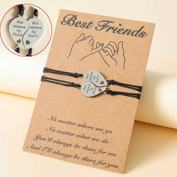 fine cast stainless charm steel laser sculpture heart shaped good friend card wax line woven bracelet 2 piece set, Golden;silver
fine cast stainless charm steel laser sculpture heart shaped good friend card wax line woven bracelet 2 piece set, Golden;silver