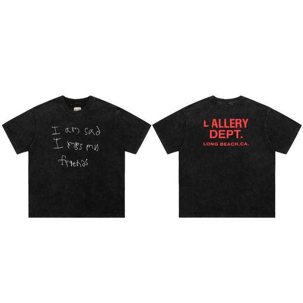 men's and women's t shirt 2023 fashion designer brand summer spring style high street casual wash old letter printing round neck s, White
men's and women's t shirt 2023 fashion designer brand summer spring style high street casual wash old letter printing round neck s, White