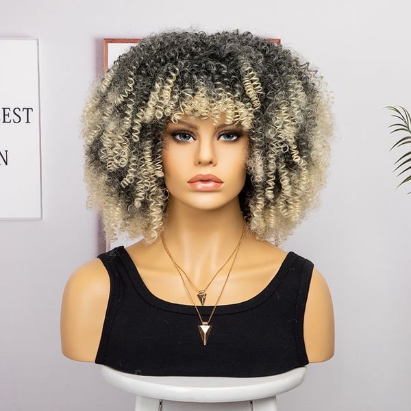 women's wig synthetic hair curly 14 inches long 200% density african fashion explosion roll short curly hair multi color wig headgear, Black
women's wig synthetic hair curly 14 inches long 200% density african fashion explosion roll short curly hair multi color wig headgear, Black