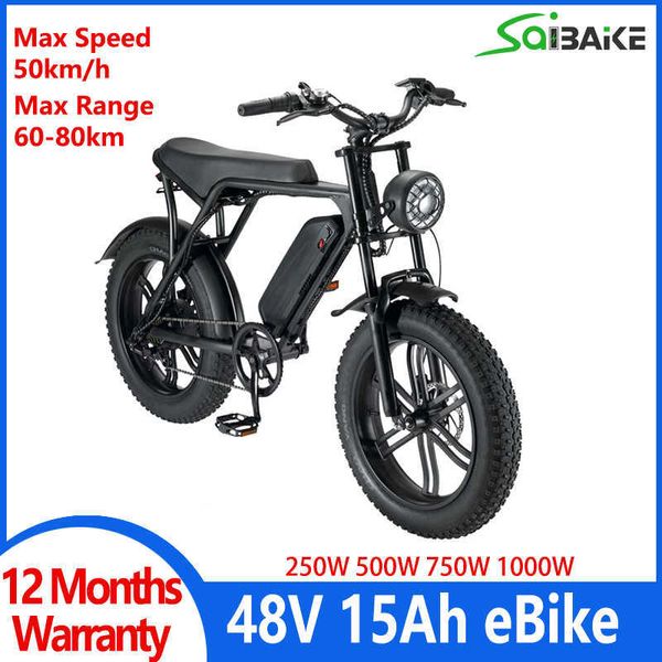 Image of OUXIV8 1000W 750W Electric Bicycle 48V 15AH Mountain Bike 4.0 Fat Tire Snow Electric Bike Lithium Battery ebike 20inch Snow Bike