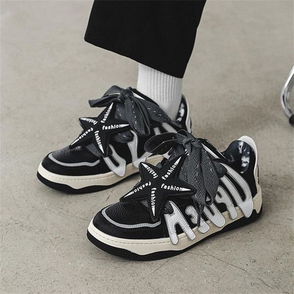 vintage skateboard shoes men leather platform sneakers hip hop streetwear male outdoor sports casual shoes punky style, Black
vintage skateboard shoes men leather platform sneakers hip hop streetwear male outdoor sports casual shoes punky style, Black