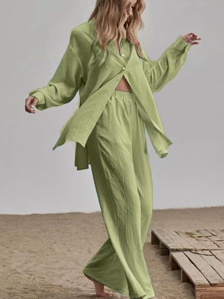 women's two piece pants casual sets cotton linen pieces long sleeve beautiful pink shirt and wide outfits elegant 2023 230509, White
women's two piece pants casual sets cotton linen pieces long sleeve beautiful pink shirt and wide outfits elegant 2023 230509, White