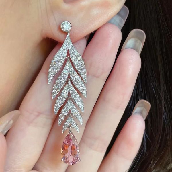 tassels leaf pink diamond dangle earring 925 sterling silver wedding drop earrings for women promise engagement party jewelry, Golden;silver
tassels leaf pink diamond dangle earring 925 sterling silver wedding drop earrings for women promise engagement party jewelry, Golden;silver