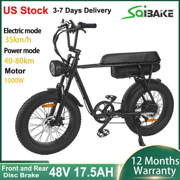 Image of Electric Bike 48V 1000W 20inch Fat Ebike 12.5AH 17.5AH Lithium Battery Hub Motor Electric Bicycle Adult Bike 4.0 Fat Tire ebike